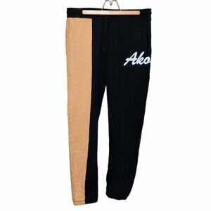 AKOO Mens 2XL Varsity Colorblock Joggers Black Sweatpants Streetwear Pants New